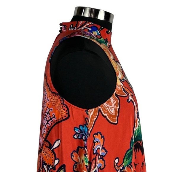 ANTHROPOLOGIE MAEVE LARKHILL SILK FLORAL PAISLEY SLEEVELESS SWING DRESS - Picture 10 of 14